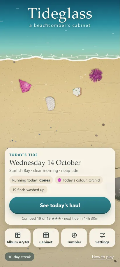 Tideglass gameplay, shown on a phone screen