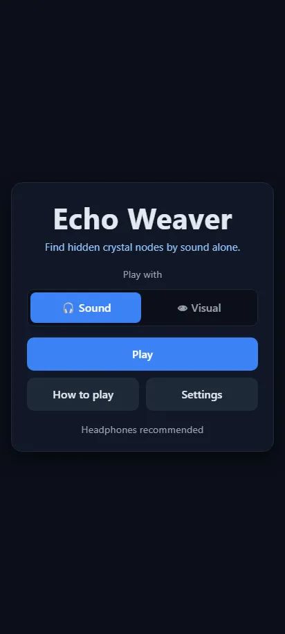 Echo Weaver title screen, shown on a phone screen