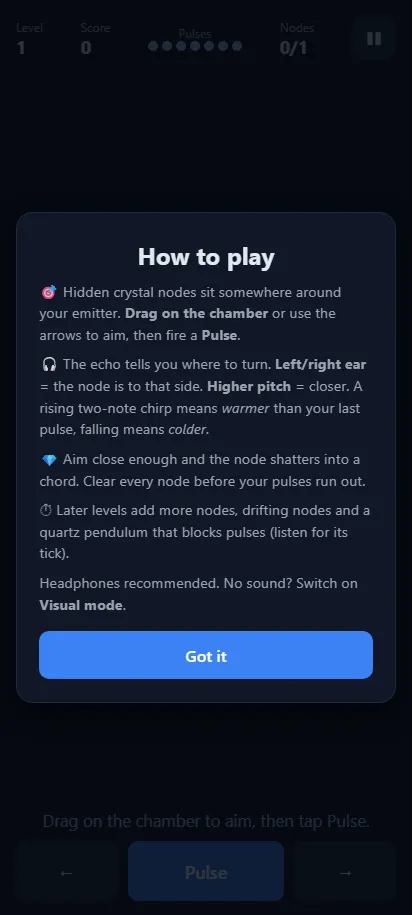 Echo Weaver gameplay just after starting a round, shown on a phone screen