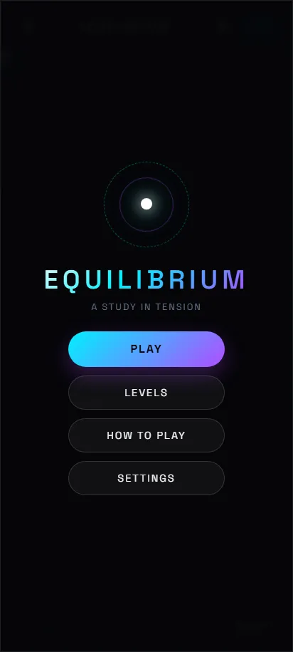 Equilibrium title screen, shown on a phone screen