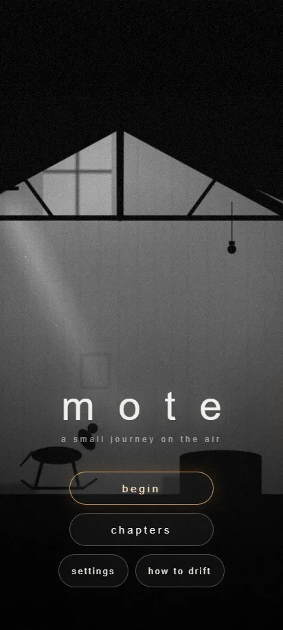 Mote title screen, shown on a phone screen