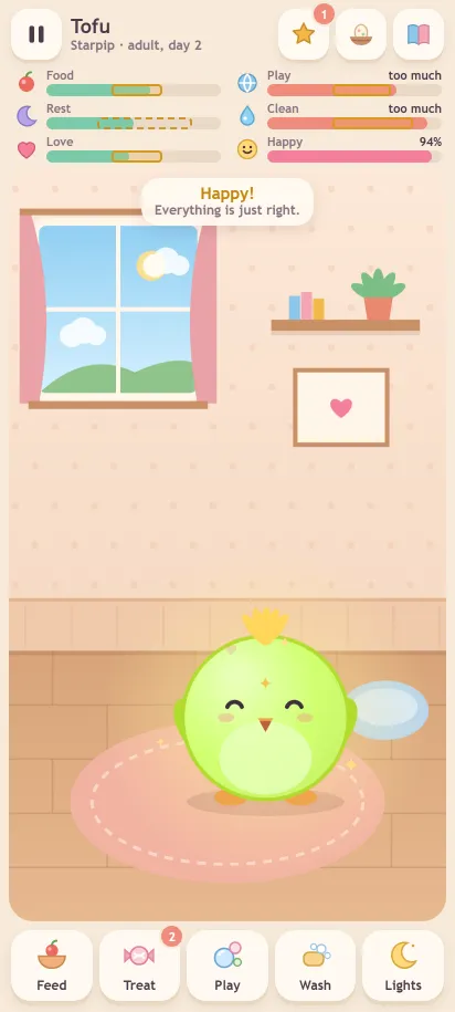 Puffnest gameplay, shown on a phone screen