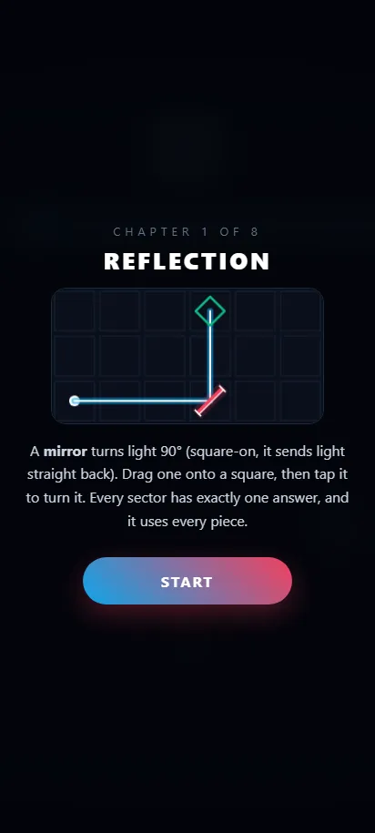 Prismatica gameplay just after starting a round, shown on a phone screen