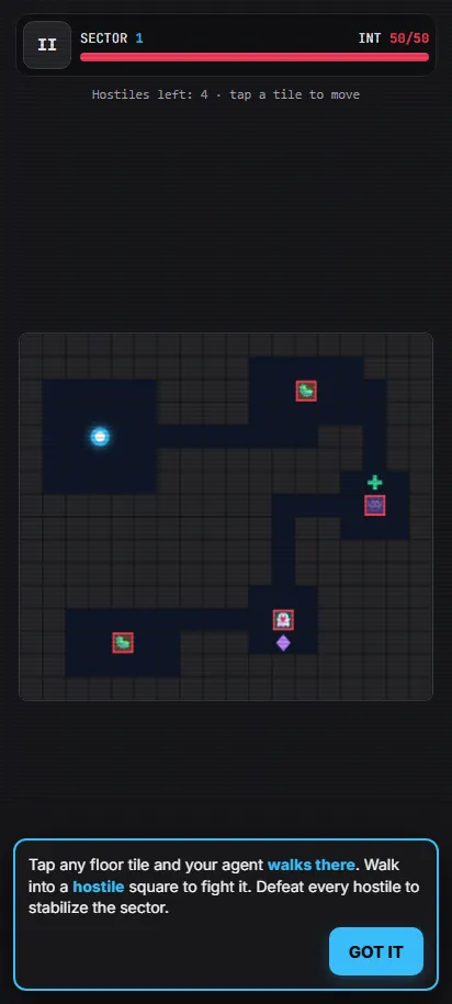Chrono-Grid gameplay just after starting a round, shown on a phone screen