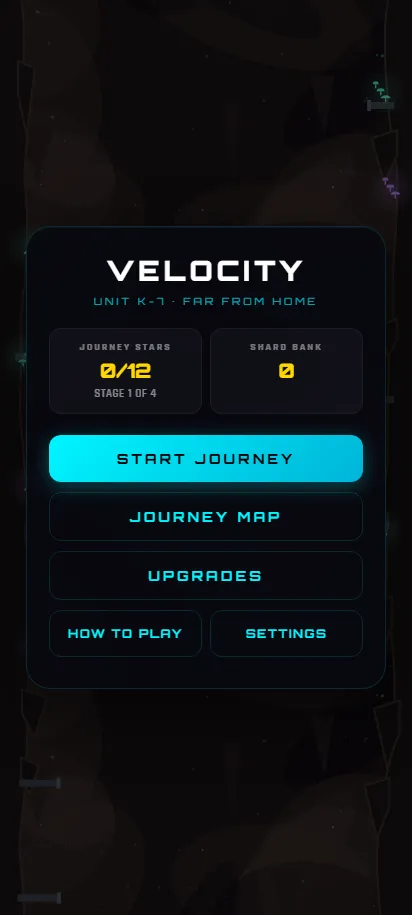 Velocity Chord gameplay just after starting a round, shown on a phone screen